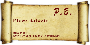 Plevo Baldvin névjegykártya